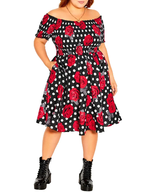 Clearance Items Cherie Polka Dot Pin Up Dress | Black / Red