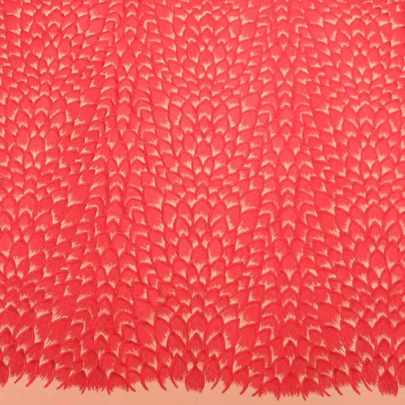 Bargain Prices Red Feathers Skin Embroidered Tulle Fabric