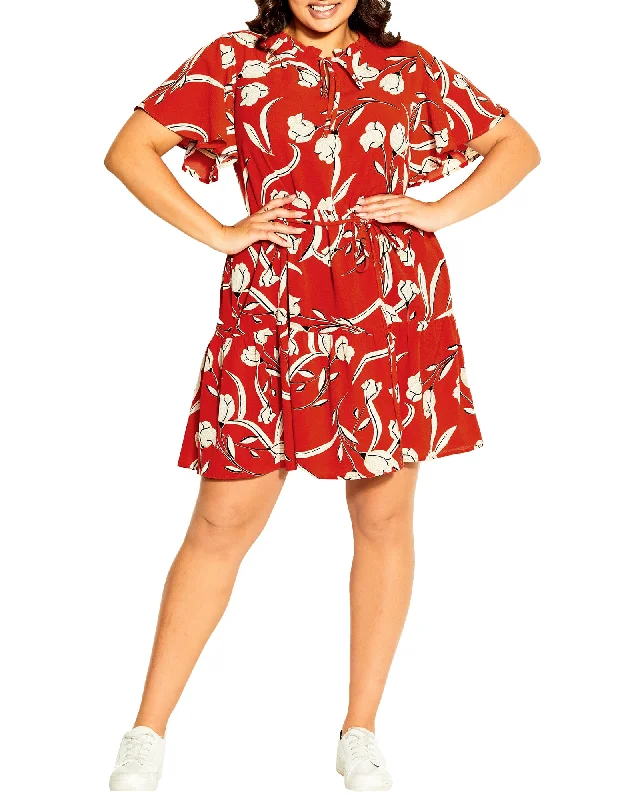 Deal Frenzy Elia Tiered Dress | Red / White