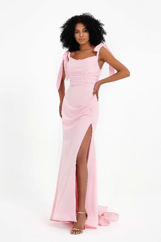 Price Drop Square Neckline Side Slit Maxi Dress