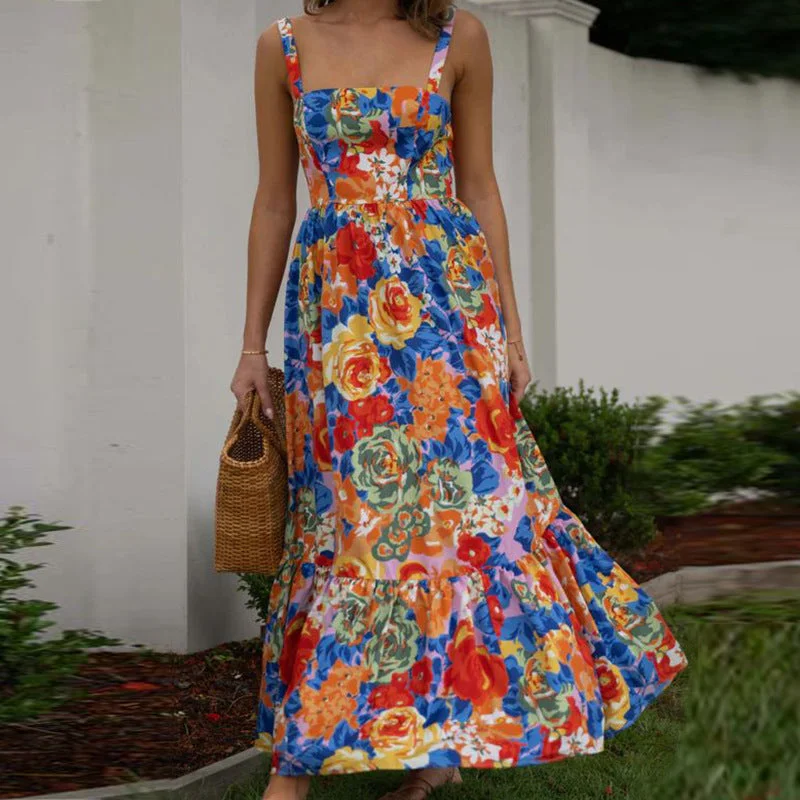 Big Discounts Temperament Print High-waisted Sexy Cami Dress