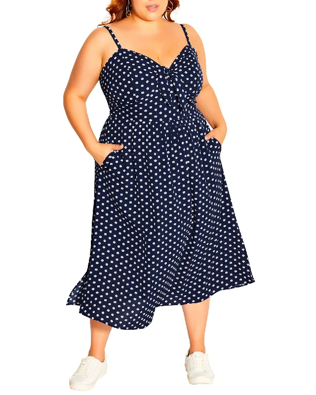 Quick Sale Freya Retro Dotted Swing Dress | Navy / White