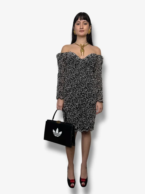 Quick Sale Electra Casadei Black + White Embroidered Dress