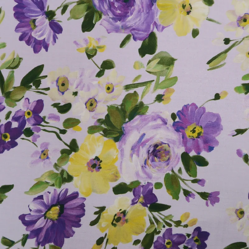 Best Bargains Painted Rose on Lavender Ground Floral Printed Cotton Pierre Cardin