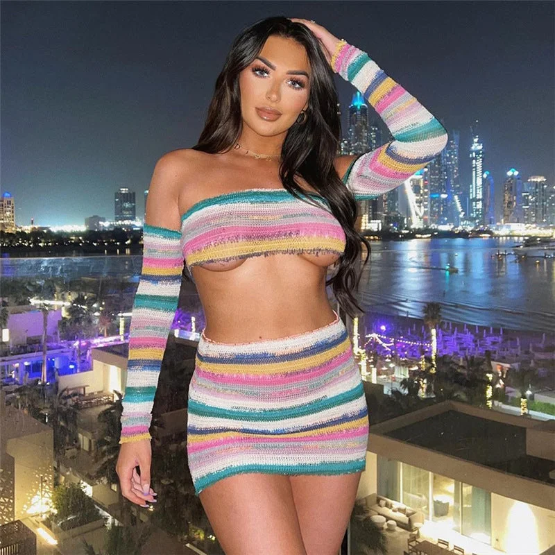 Can't Miss Chic Knit Bandeau and Bodycon Mini Skirt Dress