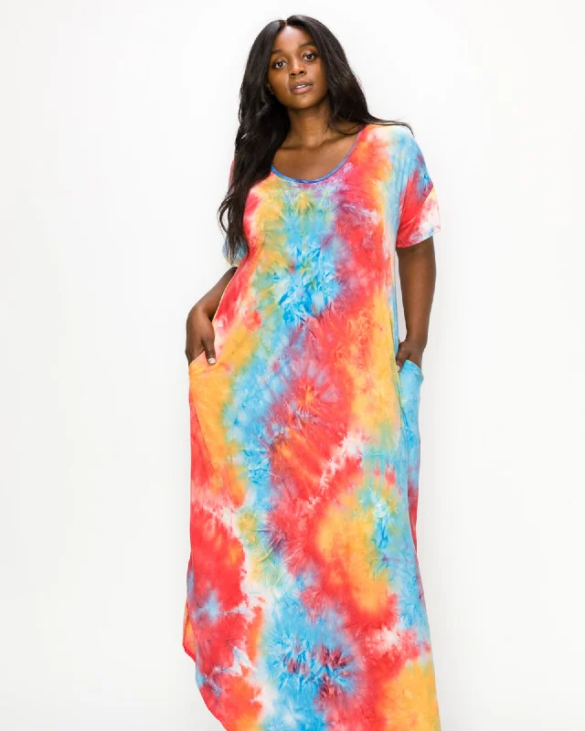 Special Discount Ruby Tie Dye Maxi Dress | Aqua/Tangerine/Br Coral Tie Dye
