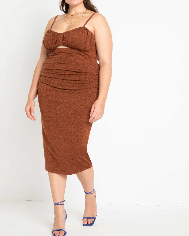 Special Savings Jackie Ruched Cut Out Dress | Brown