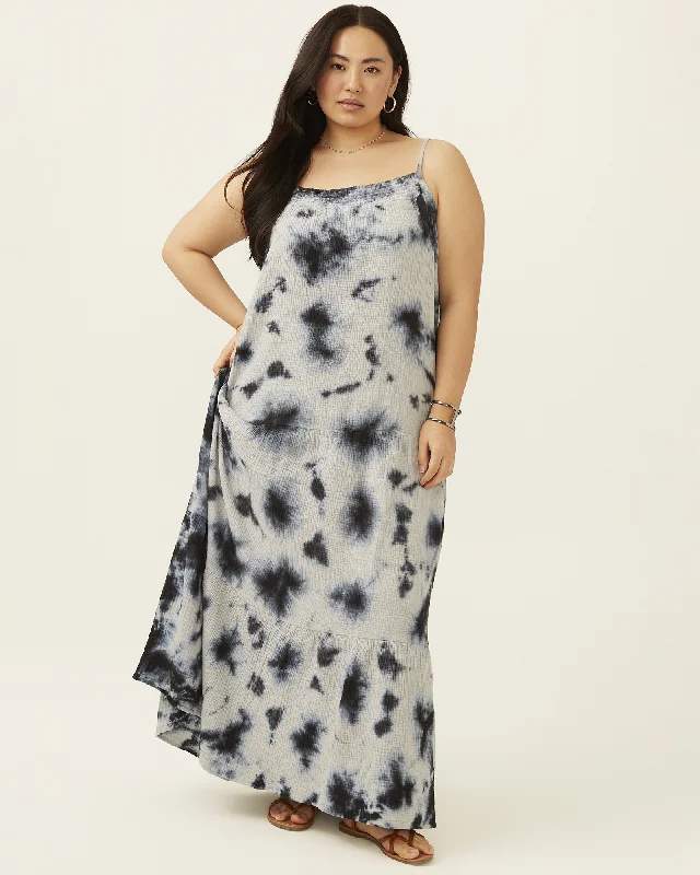 Customer Appreciation Sale Brazilian Tie Dye Cotton Maxi Dress | Black / White