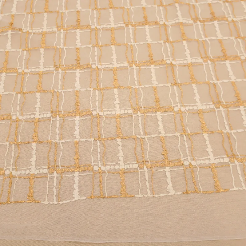 Today's Special Ivory and Gold Squares Embroidered Tulle Lace