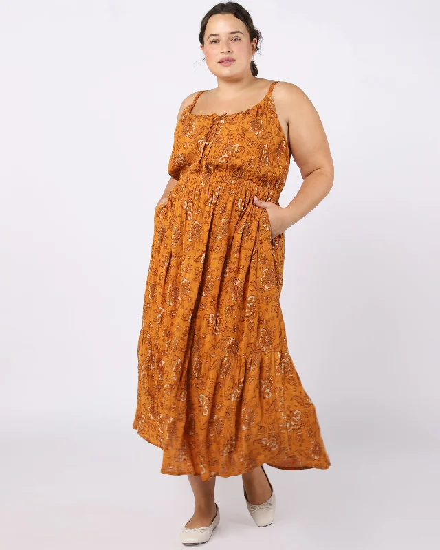 Price Rollback Avery Tie Front Maxi Dress With Belt | Mustard / Black