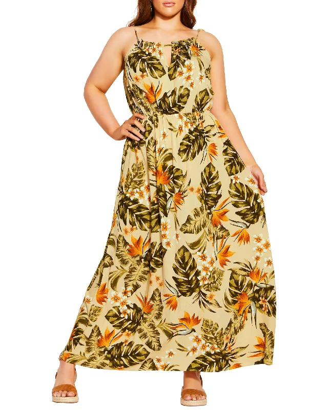 Friends and Family Sale Maui Tassle Maxi Dress | Yellow / Olive Green