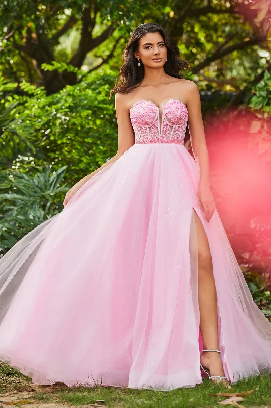 YEAR-End Sale Slit Sweetheart Corset Top Beaded Applique Tulle Dress