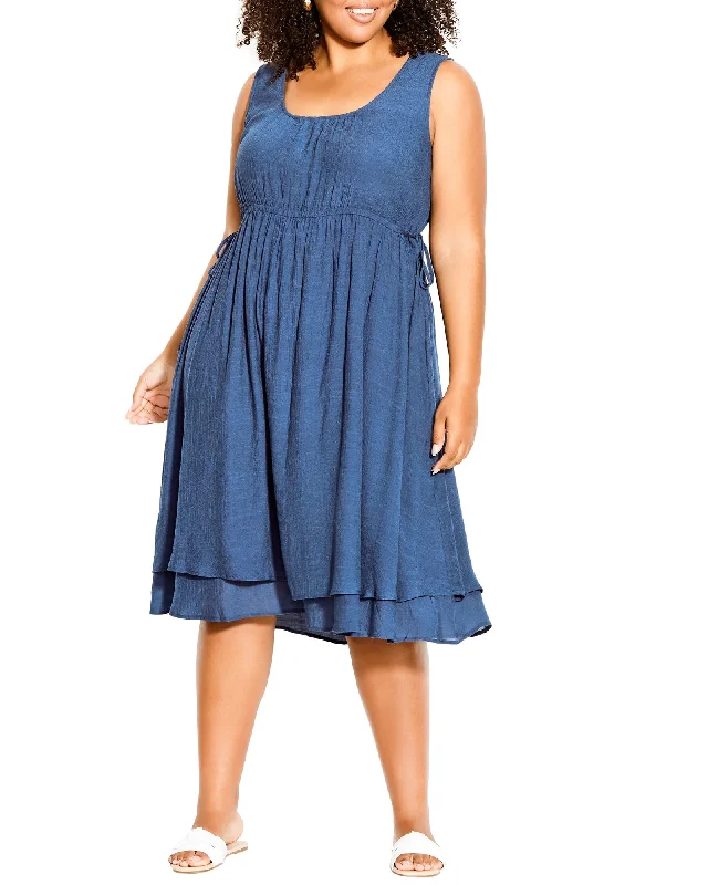 Price Buster Kasey Side Tie Dress | Chambray Denim Medium