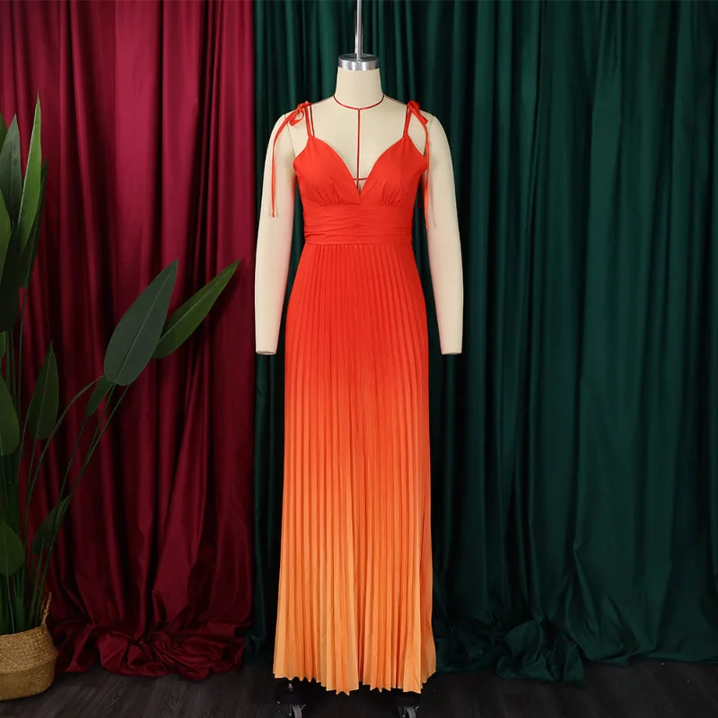 Overstock Sale Elegantly Gradient Backless Maxi Dress