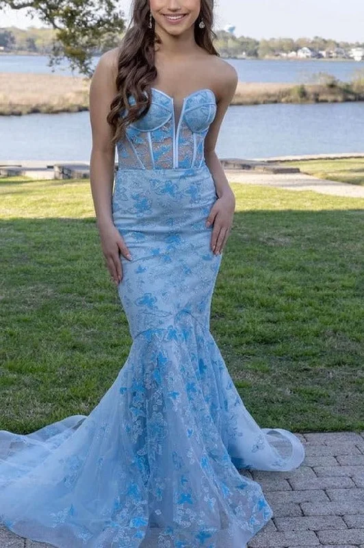 Get It Before It’s Gone Blue Strapless Lace Appliques Sleeveless Mermaid Formal Prom Dress Get It Before It’s Gone Blue Strapless Lace Appliques Sleeveless Mermaid Formal Prom Dress