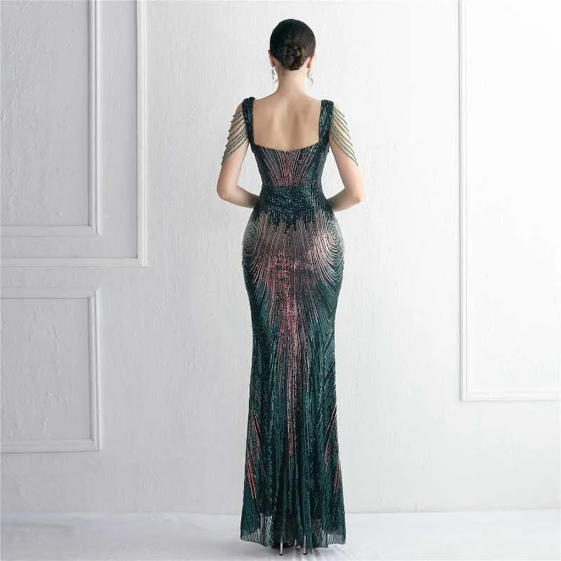 Quick Sale Flower Bead Sequin Evening Party Dress