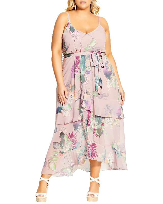 Quick Sale Zora Maxi Dress | Pink / Forest Green