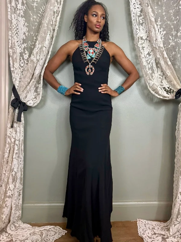 Savings Alert Ralph Lauren, purple label, long black silk bias cut dress