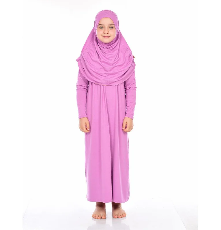 Epic Deals Modest Muslim Girl’s Practical One Piece Prayer Dress - Deep Pink