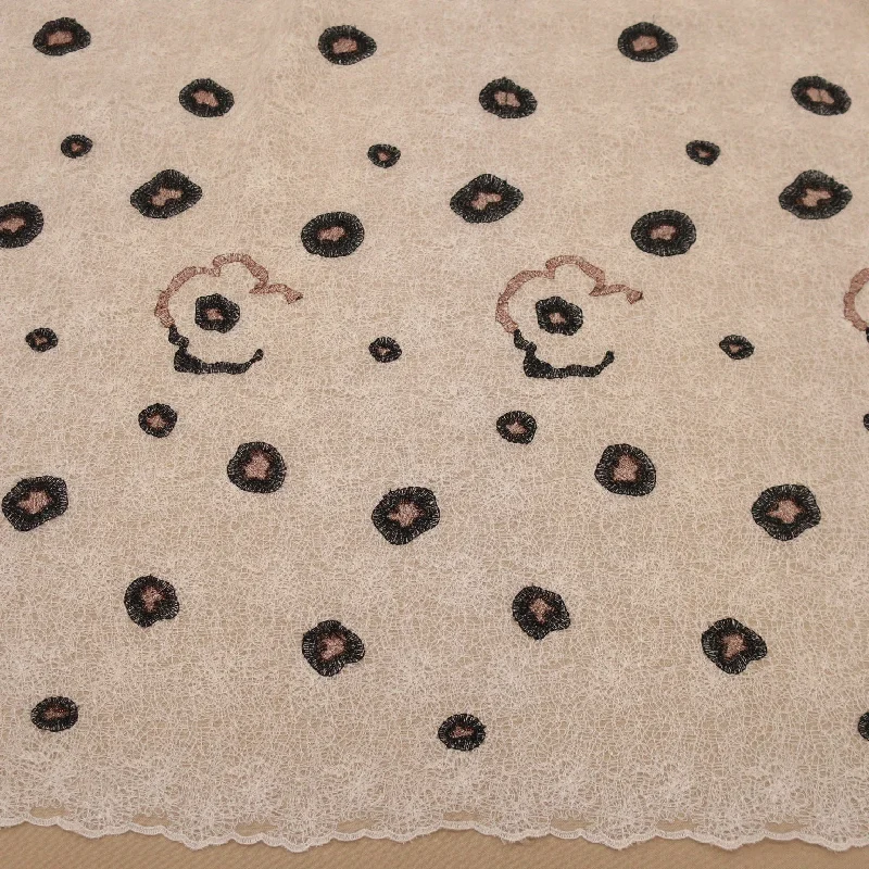 Today’s Deal Ivory and Black Abstract Embroidered Lace