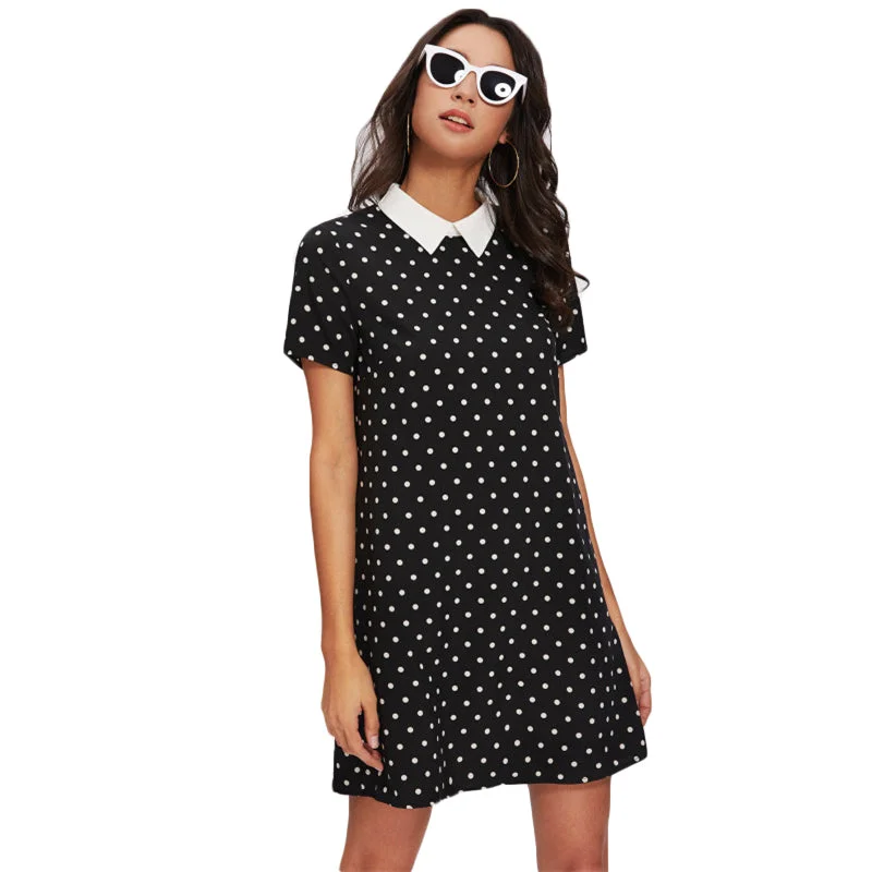 Low Prices Women's Black and White Short Sleeve Dress