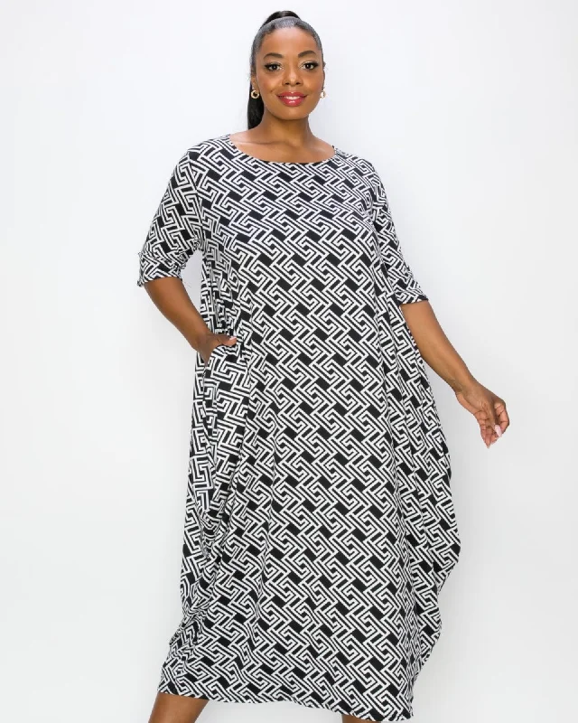 Huge Discounts Nevaeh Midi Dress | Black/Ivory
