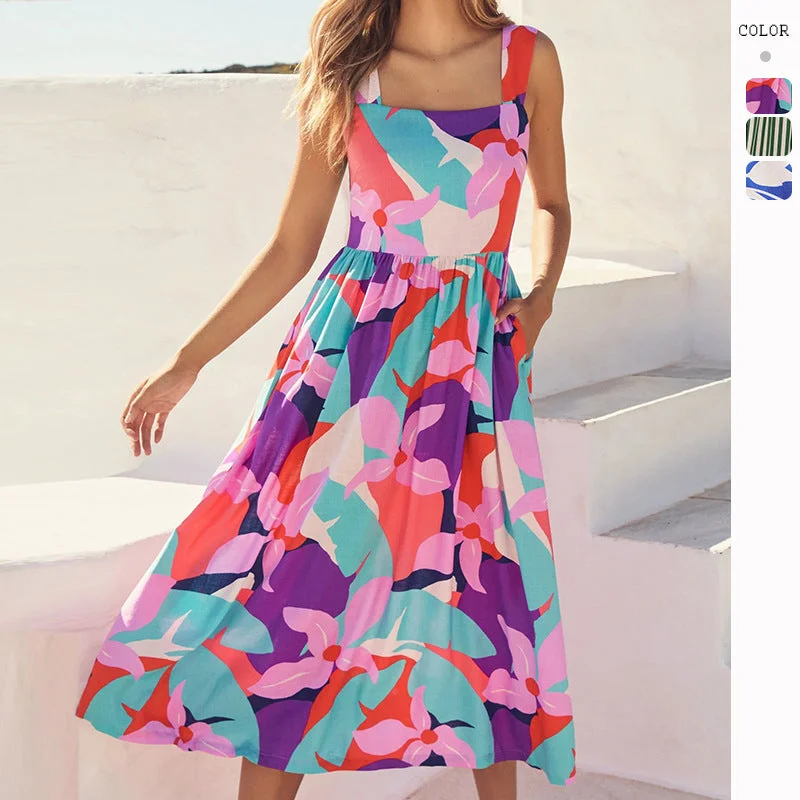 Fantastic Deals Summer Sexy Printed Loose Cami Dress