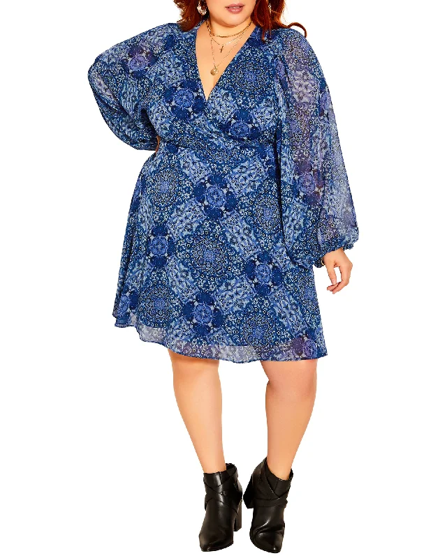 Deal Zone Goldie Folklore Dress | Azure Blue / Navy