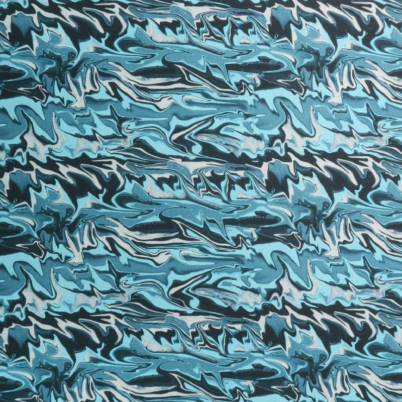 Can't Miss Blue Grey Watercolor on Printed Polyester Mikado Fabric