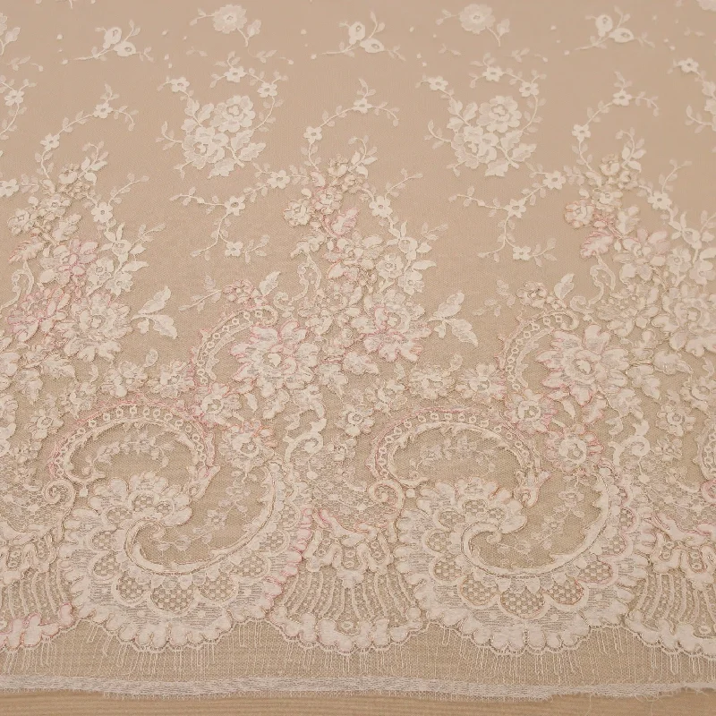 Act Now Ivory with Gold Corded Floral Antique Embroidered Lace