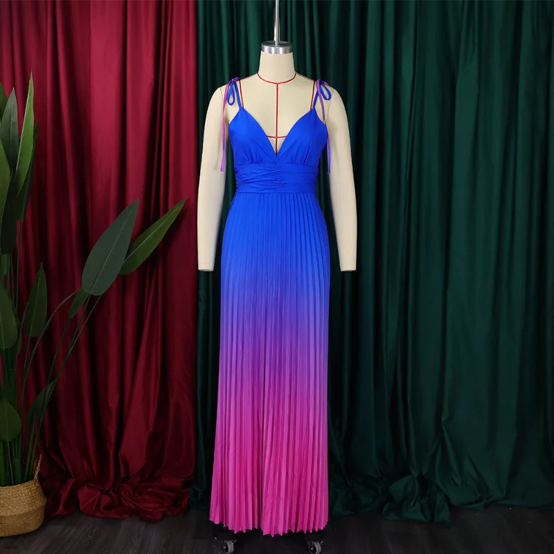Early Bird Discount Sensual Ombre Strappy Details Maxi Slip Dress