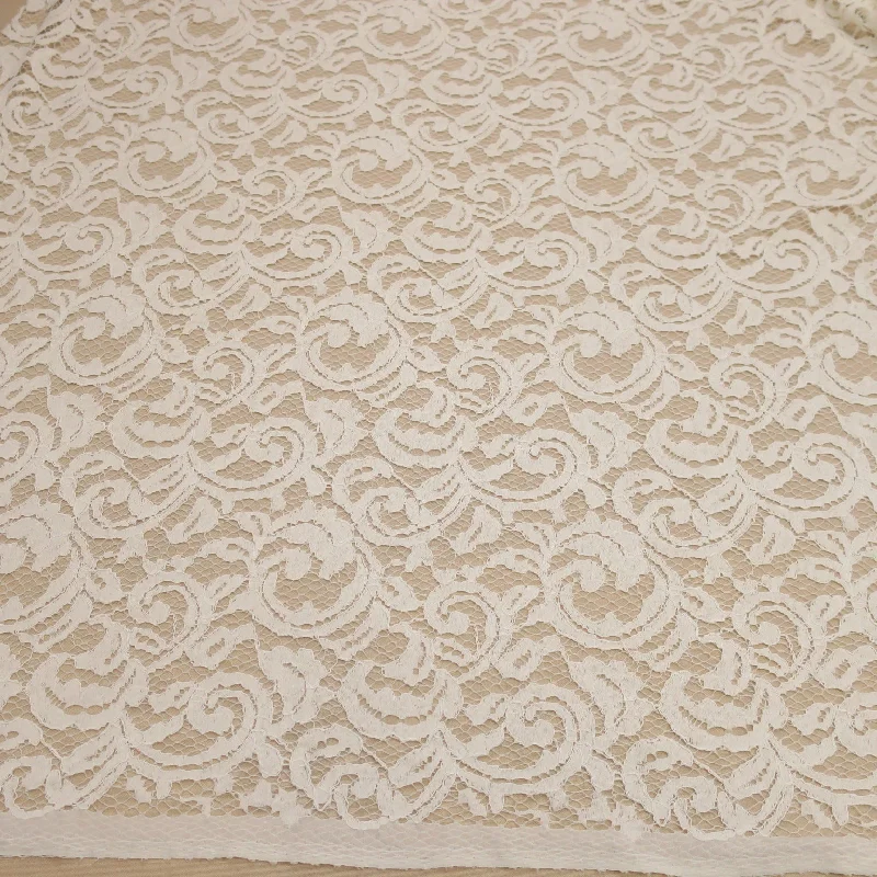Huge Discounts Ivory Floral Embroidered Corded Double Scalloped Lace