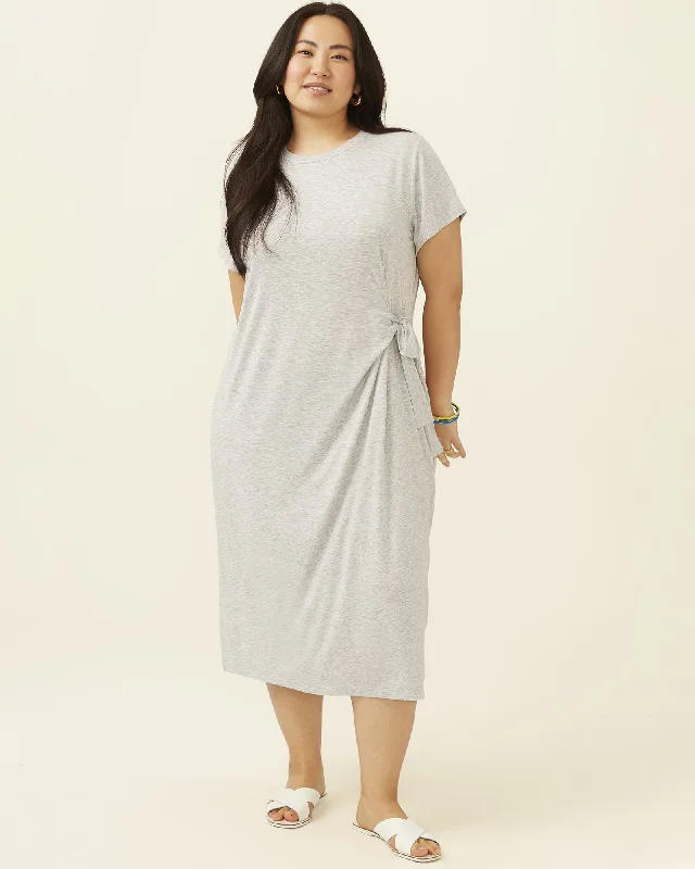 Incredible Offers Waverly Cool Girl Side Tie Midi Dress | Light Grey