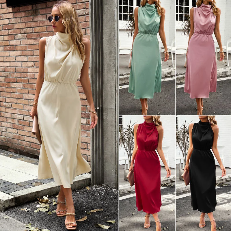 Price Meltdown Elegant Sleeveless Solid Color Summer Dress