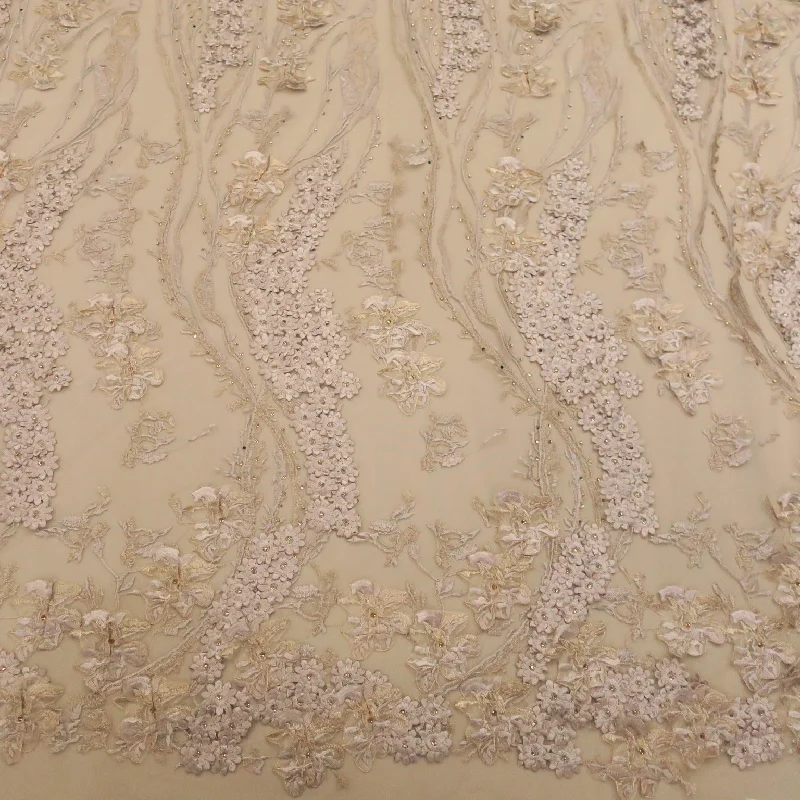 Clearance Items Bronze Embroidered Floral Tulle Fabric