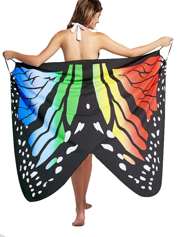 Markdown Madness Sexy multi-color tied butterfly printed beach Dress