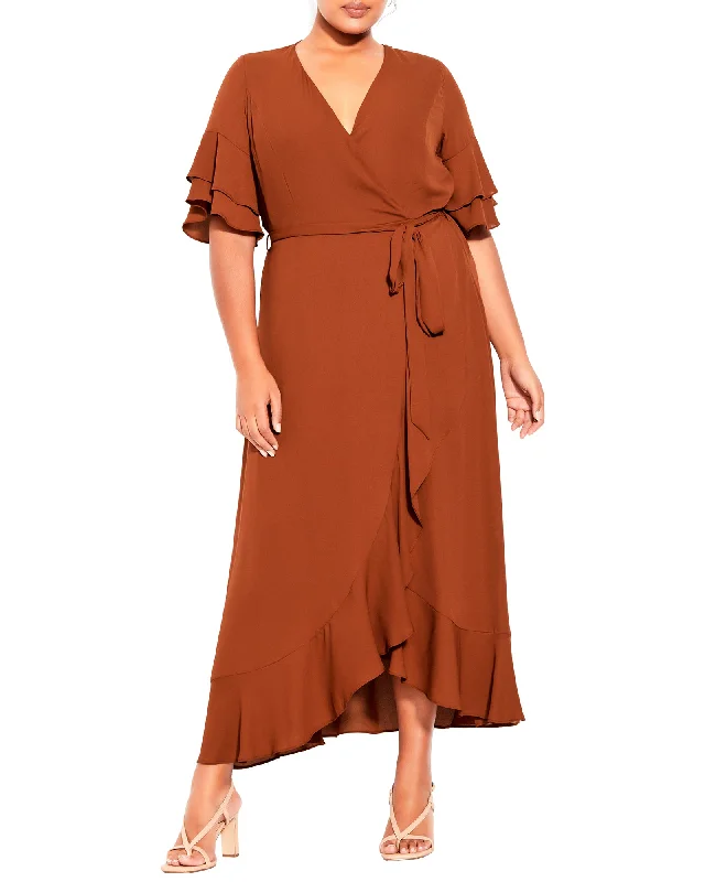 Deep Discounts Melina Flutter Maxi Dress | Terracotta