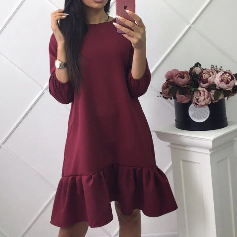 Unbeatable Prices Spring/Summer Women's Ruffle Dress | Casual Loose Mini Dresses