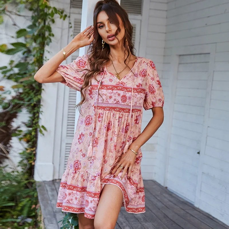 Mega Sale Bohemian Printed Resort Style Summer Dress