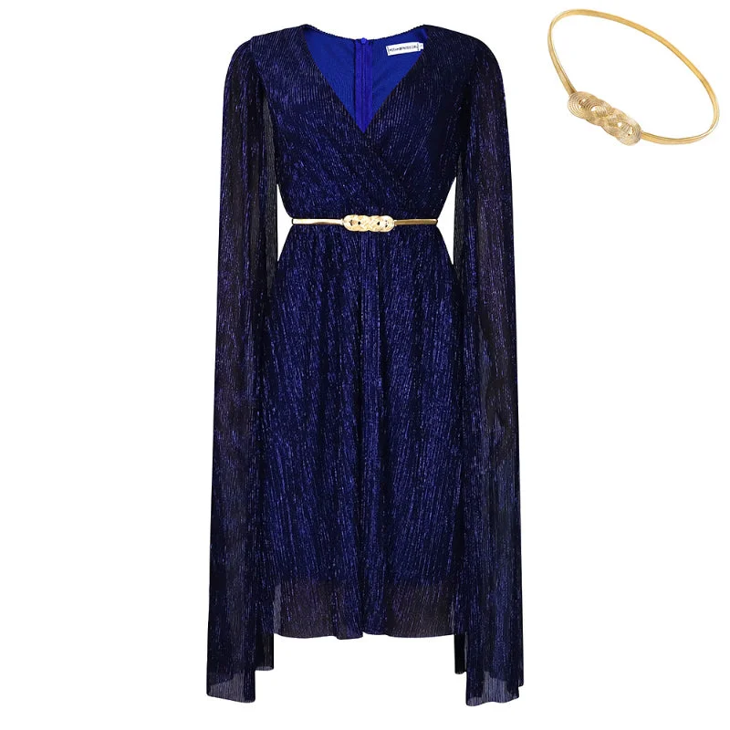 Warehouse Sale Chic and Elegant V-Neck Cape Dress