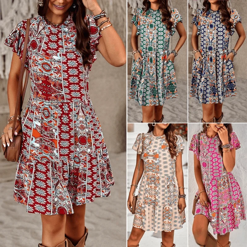 Buy More, Save More Feifei Sleeve A-line Bohemian Vacation Dress