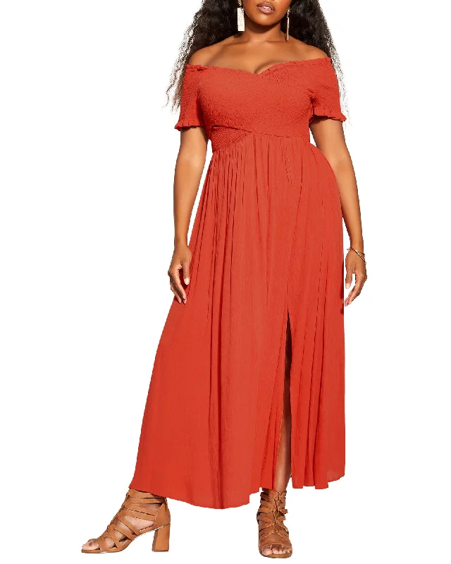 Mega Sale Peyton Criss-Cross Smocked Off The Shoulder Dress | Red