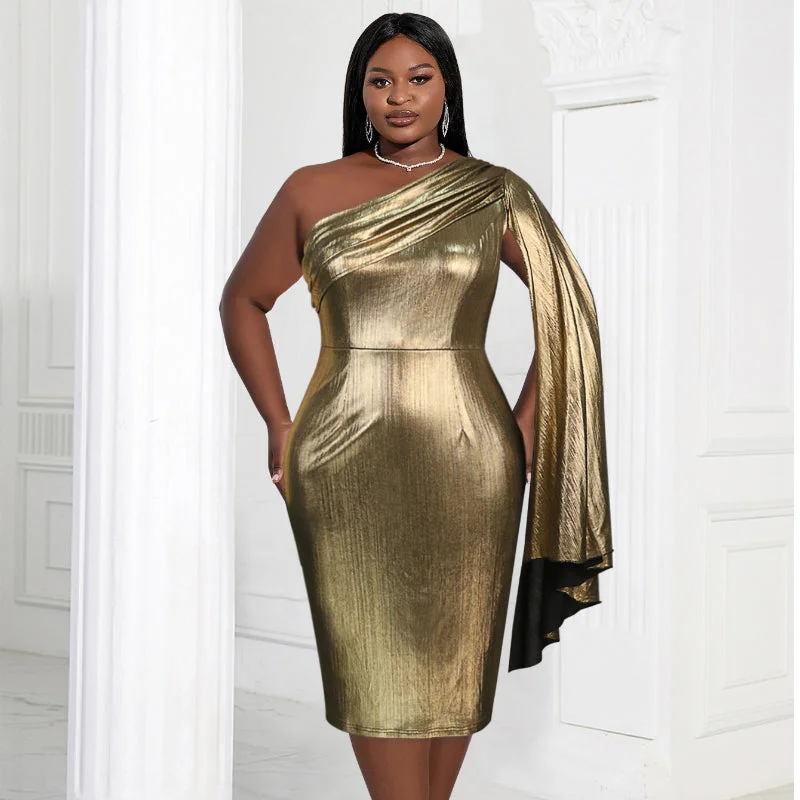 Bonus Savings Elegant Special Occasions One-Shoulder Asymmetrical Dress