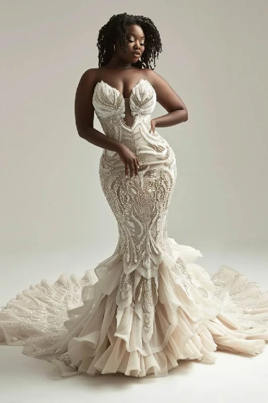 Special Offer Georgina  Elegant Sequin off Shoulder  White  Mermaid Gown  Wedding Dress