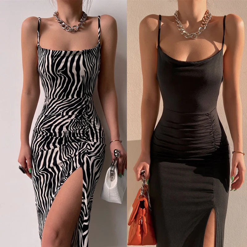 Don't Miss Seductive Strappy Ruched Side-Slit Maxi Dress