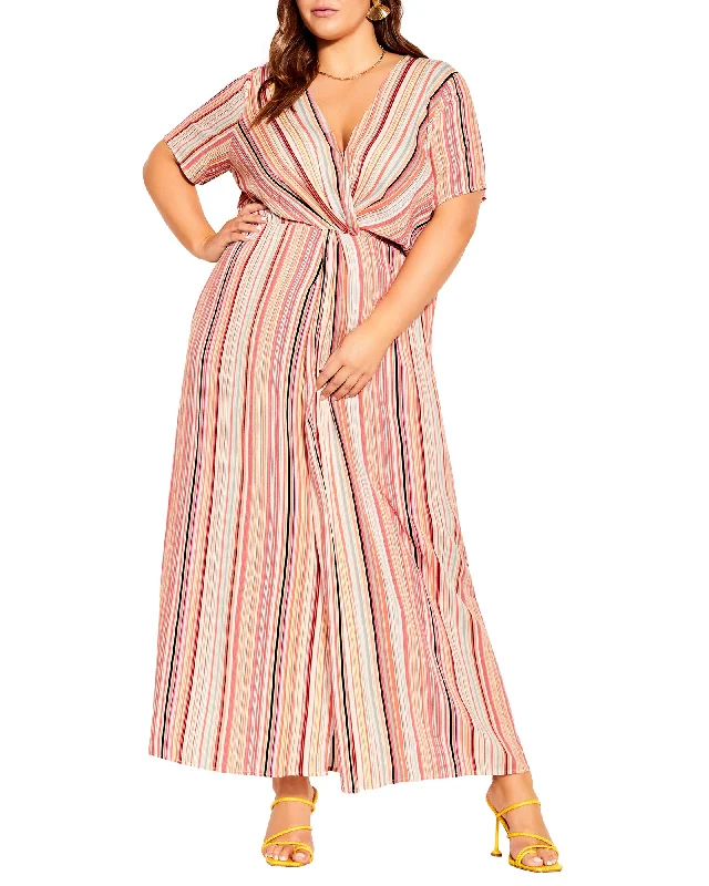 Hurry In Mya Striped Maxi Dress | Pink / Red