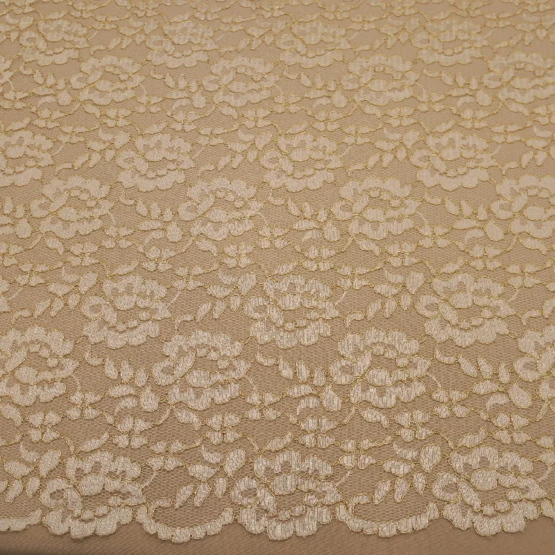 Lowest Prices Ivory with Gold Corded Lurex Thread Florals Corded Embroidered Tulle Lace Lowest Prices Ivory with Gold Corded Lurex Thread Florals Corded Embroidered Tulle Lace