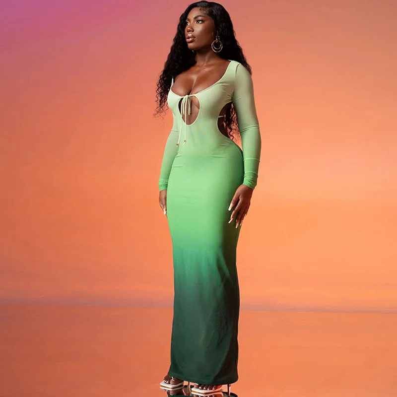 Today Only Seductive Hollow Out Lace Long Sleeve Dress