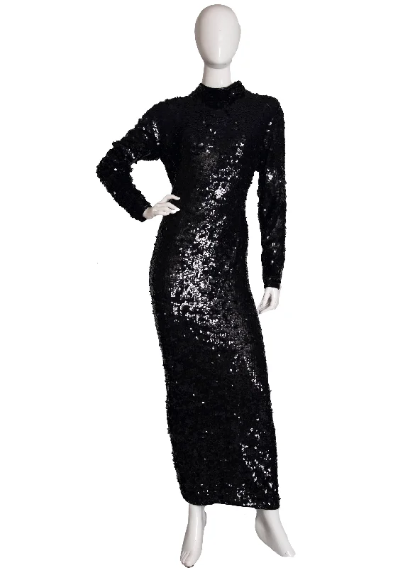 Exclusive Online Offer 80s Black Sequin Dress M