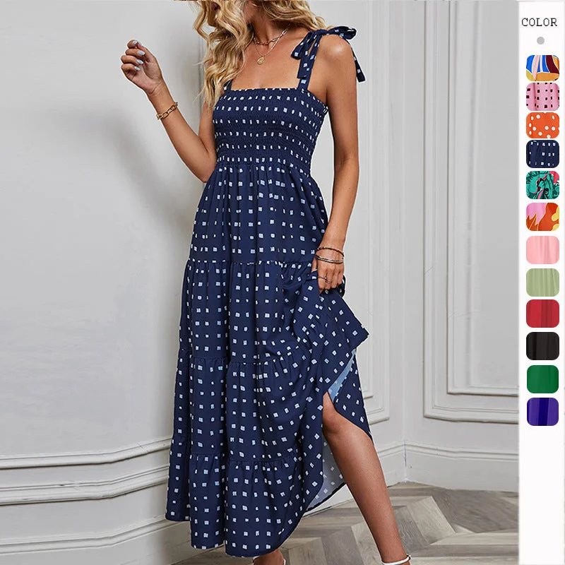 Special Savings Spring/Summer Sexy Backless Printed Camisole Vacation Dress